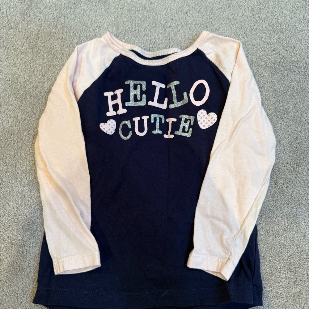 George Kids Long Sleeve Shirt - Navy and Light Pink